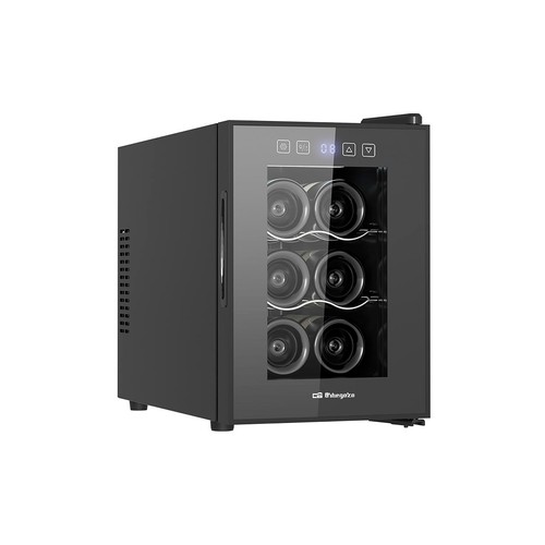 Vinoteca ORBEGOZO VT 640, color negro, 6 botellas, eficiencia energética: E, H: 40cm, A: 26cm, F: 51,5cm.