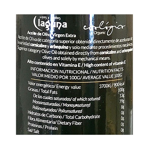 ALM A DE LAGUNA Aceite de oliva virgen extra ecológico ALMA DE LAGUNA 500 ml.