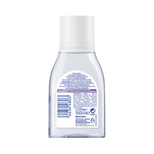NIVEA Aminoacid complex Agua micelar desmaquilladora de rostro y ojos, para todo tipo de pieles 100 ml.