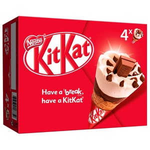 Imagen de KIT KAT Cono de helado de vainilla, chocolate y un barrita de Kit kat en el centro 4 x 100 ml.