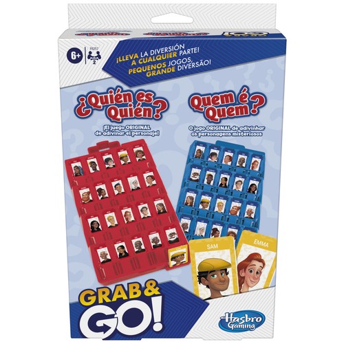 Juego de mesa infantil ¿Quién es quién?, de deducción edición de viaje, 2 jugadores, Grab & Go. HASBRO