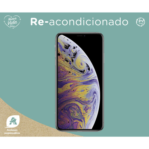 Apple iPHONE XS plata (REACONDICIONADO), 256GB, Chip A12 Bionic, Super Retina HD, 12Mpx, iOS 12.