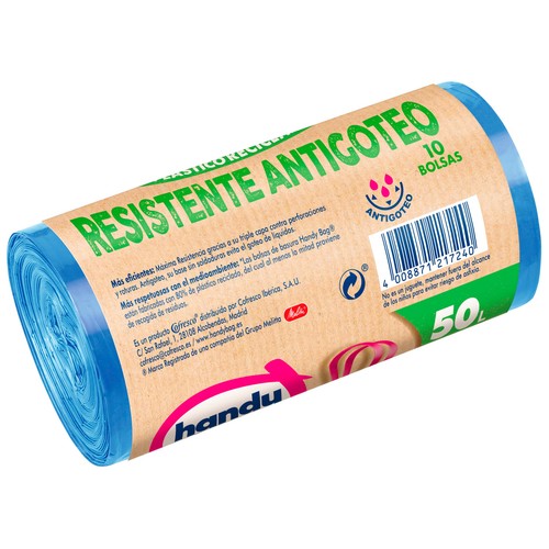 HANDY BAG Bolsas de basura antigoteo 10 bolsas 50 L.