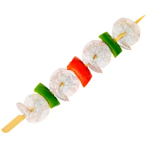 Brocheta de langostino y verduras, venta por unidad.