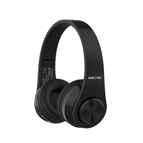 Auriculares tipo diadema EUROTEC CD HP1.24, Bluetooth, color negro, autonomía hasta 4 horas, plegables.