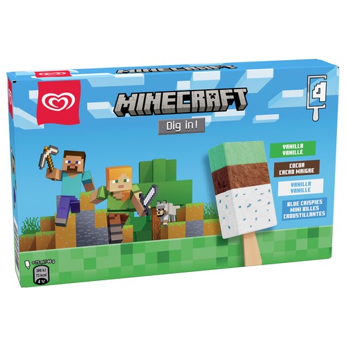 MINECRAFT Dig in! de Frigo Polo de vainilla y chocolate 4 x 75 ml.