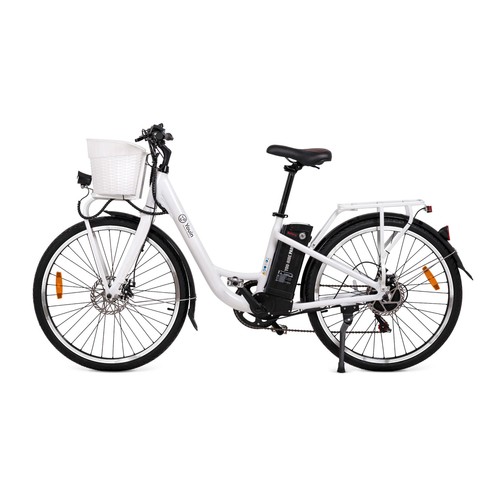 Bicicleta eléctrica YOUIN You-Ride Paris, color blanco, 250W, 6 velocidades, ruedas 26”, autonomía 35km..