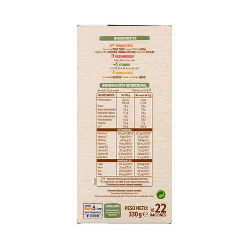 NESTLÉ Papilla de 8 cereales a partir de 6 meses 330 g.