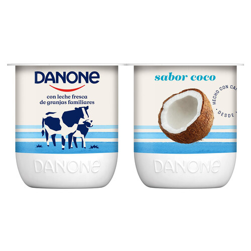 DANONE Yogur con sabor a coco, elaborado con leche fresca de vaca 4 x 120 g.