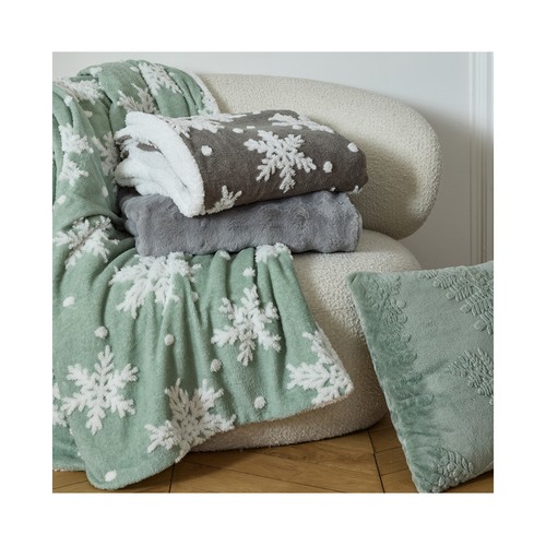 Plaid con relieve copos y borreguito temática Canadian Forest, ACTUEL