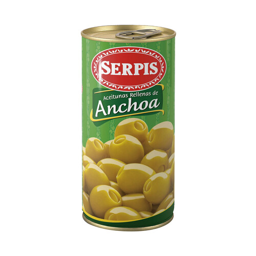 SERPIS Aceitunas verdes manzanilla rellenas de anchoa SERPIS lata de 170 g.