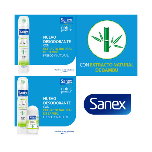 SANEX Desodorante en spray para mujer con polvo natural de bambú SANEX Natur protect 200 ml.