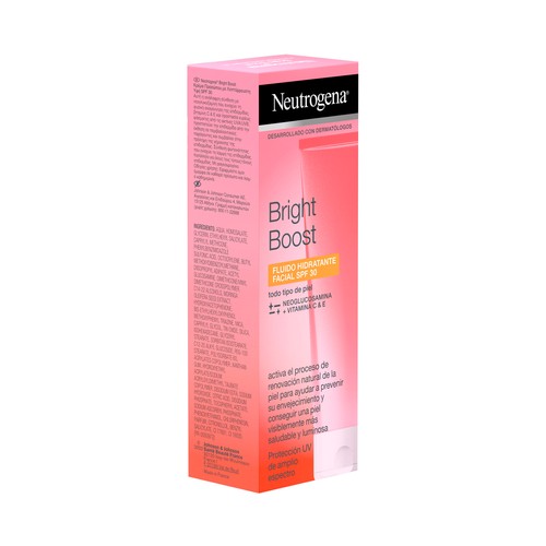 NEUTRÓGENA Bright boost Fluido (crema) facial hidratante con FPS 30 (medio) para todo tipo de pieles 50 ml.