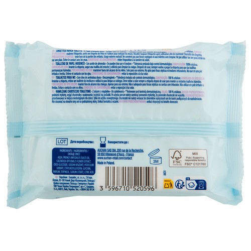 PRODUCTO ALCAMPO Toallitas de papel higiénico para Wc, con aceite de almendra 60 uds.