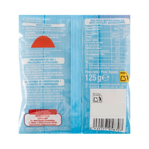 PRODUCTO ALCAMPO Anacardos fritos y salados 125 g.