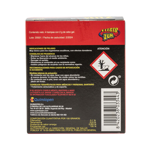 ZUM Gel trampas cucarachas (cebo + insecticida) ZUM 4 uds.