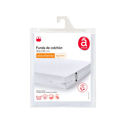 Funda colchón cutí 70% algodón y 30 % poliéster, 135cm, ACTUEL.