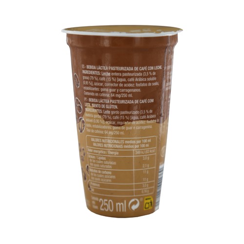 AUCHAN Bebida de café 100% arábica con un toque de leche (Macchiato) 250 ml. Producto Alcampo