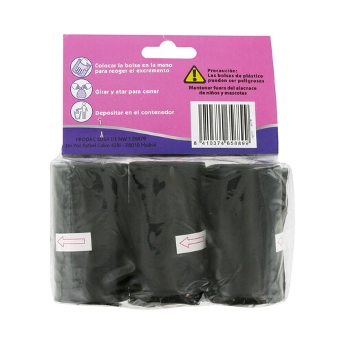MISTER DOG Bolsa de plástico recoge excrementos para perros MISTER DOG 3 rollos de 20 uds.
