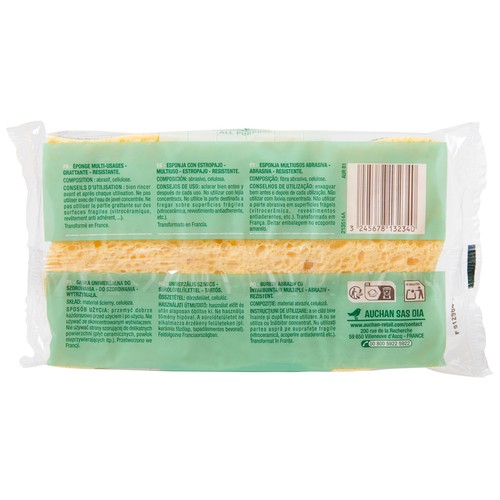 PRODUCTO ALCAMPO Estropajo de fibra verde con esponja 3 uds.