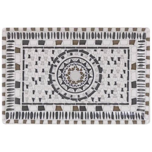 Fuente rectangular 30x20cm. fabricada loza con diseño en mosaico en tonos naturales, Barroc Elite LA MEDITERRÁNEA.