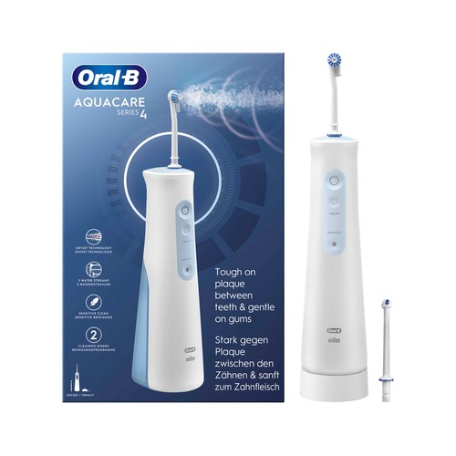 Irrigador dental ORAL-B Aquacare 4, tecnología Oxyjet, 2 intensidades, modo manual.