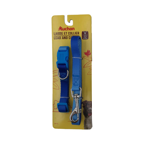 PRODUCTO ALCAMPO Fency Conjunto de collar tamaño S (25 - 35 cm) + correa (120 cm), ambos de color azul. 