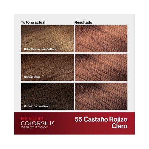 REVLON Colorsilk tono 55 Castaño rojizo claro Coloración permanente sin amoniaco.