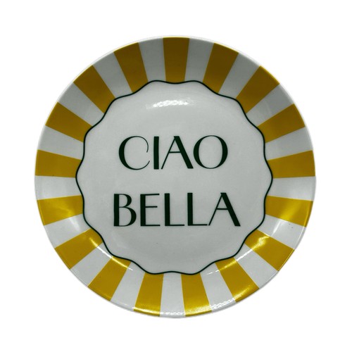 Plato postre 16cm porcelana decorado Ciao Bella. ACTUEL