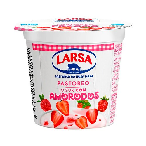 LARSA Yogur natural con trozos de fresas 125 g.