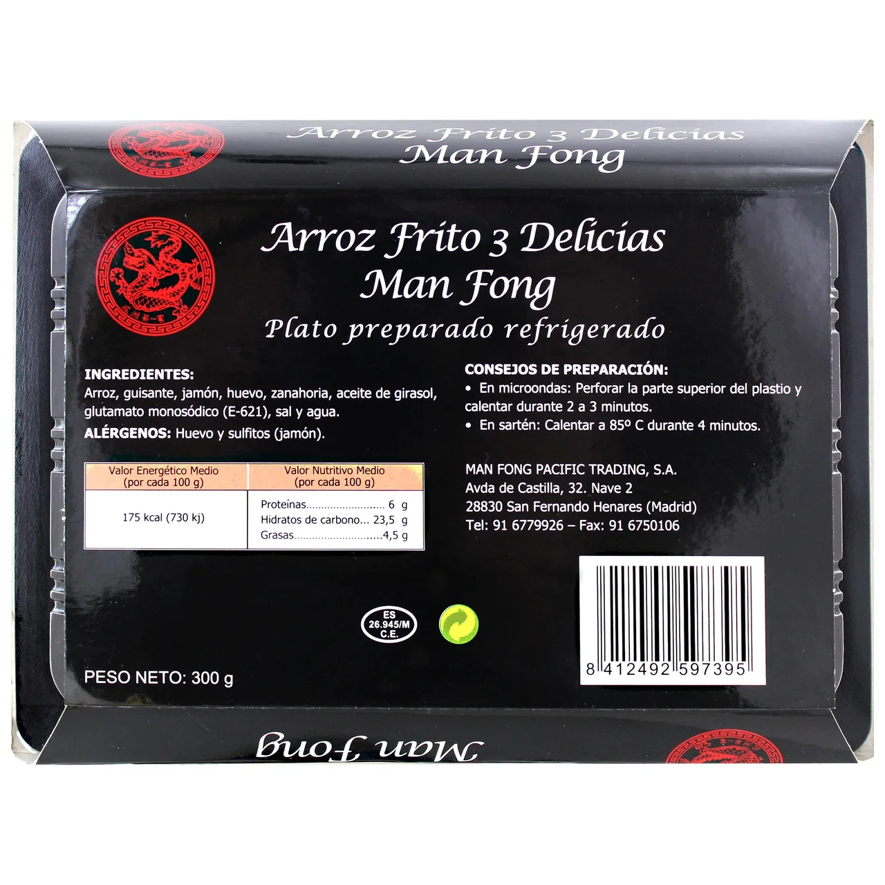 Arroz frito tres delicias, listo para calentar y comer 300 g.