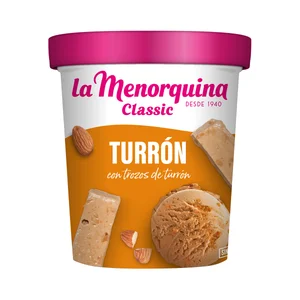 LA MENORQUINA Classic Tarrina de helado de turrón con trozos de turrón 450 ml.
