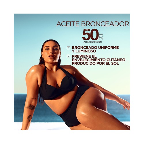 DELIAL Ideal bornze de Garnier Aceite protector solar en spray con triple acción y FPS 50 (muy alto) 150 ml.