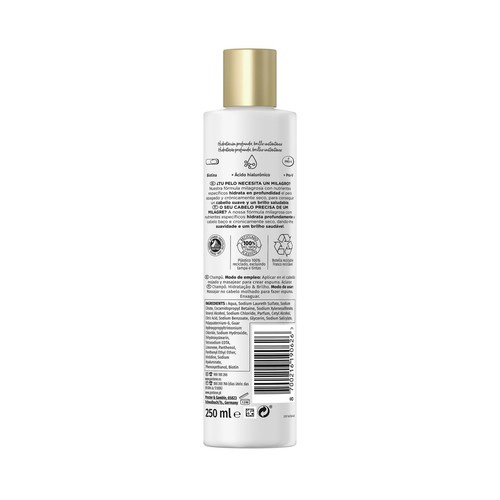 PANTENE Pro-v miracles Champú hidratación y brillo para cabellos secos y dañados 250 ml.