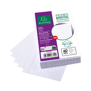 Imagen de 100 fichas blancas rayadas, 75 x 125, EXACOMPTA.