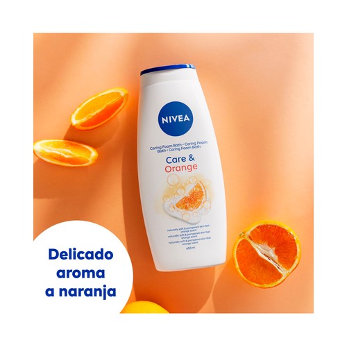NIVEA Care & orange Gel para baño o ducha con vitaminas C y E y aroma a naranja 650 ml.