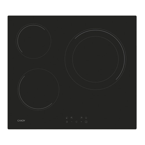 Placa radiante CANDY CH63DCC 3 zonas de cocción, ancho fuego grande 28cm, potencia: 5700w, 9 niveles de potencia por zona, A: 59cm.
