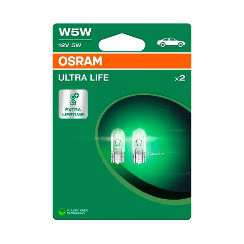 2 lamp w5w 12v 4 x mas de duración  ultra life. OSRAM