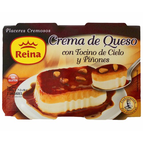 REINA Postre de crema de queso con tocino de cielo y piñones REINA 2 x 90 g.