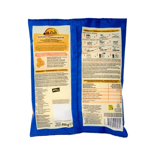 McCAIN Patatas prefritas ultracongeladas, con forma de caritas sonrientes Kid smile 650 g.