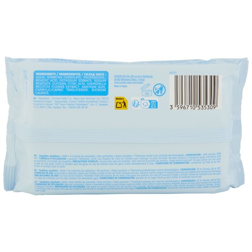 PRODUCTO ALCAMPO Baby Toallitas húmedas para bebé con camomila, para pieles sensibles 3 x 64 uds.