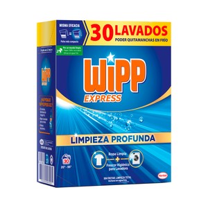 Wipp Express Detergente en Polvo para una Limpieza Profunda 30 Lavados 30 UD