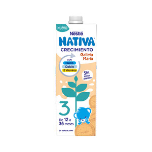 NATIVA Leche (2) de crecimiento con galleta María, de 12 a 36 meses NATIVA de Nestlé 1 l.
