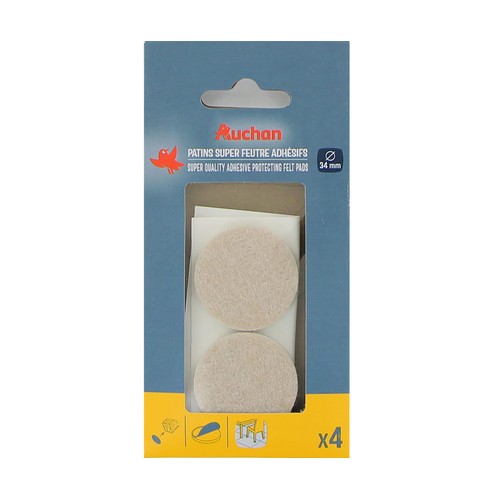Fieltro adhesivo de 34 mm, color beige, 4 unidades, ALCAMPO.