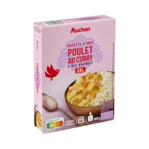 AUCHAN Pollo al curry con arroz Basmati 400 g Producto Alcampo.