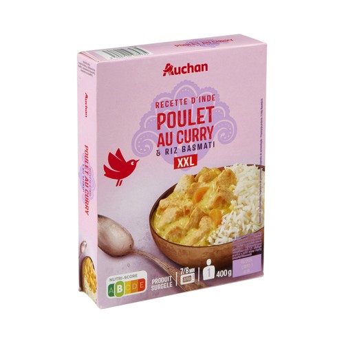 AUCHAN Pollo al curry con arroz Basmati 400 g Producto Alcampo.