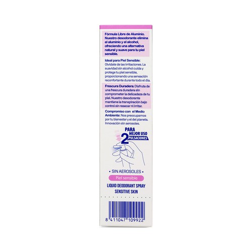 INSTITUTO ESPAÑOL Desodorante líquido en spray sin alcohol ni aluminio, para pieles sensibles 50 ml.