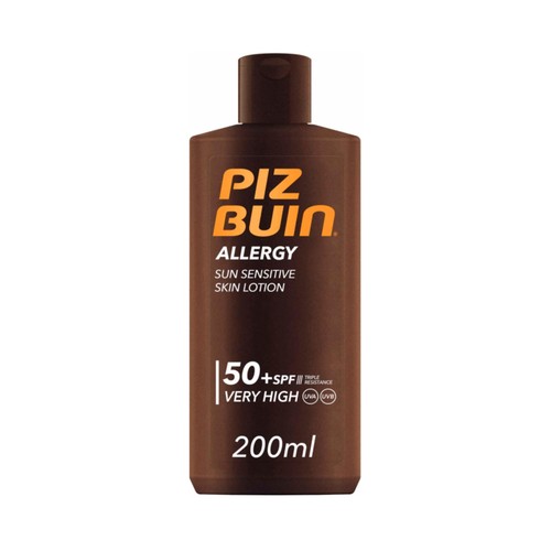 PIZ BUIN Allergy Protector solar en loción con FPS 50+ ( muy alto), especial pieles sensibles al sol 200 ml.