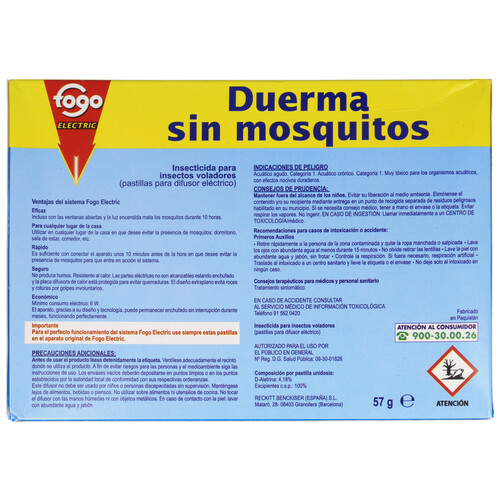 FOGO Recambio de repelente de mosquitos eléctrico en pastillas FOGO 60 pastillas