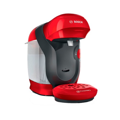 Cafetera TASSIMO Style + 2 pack, 1400W, automática, multibebida, depósito de 0,7L, color rojo.